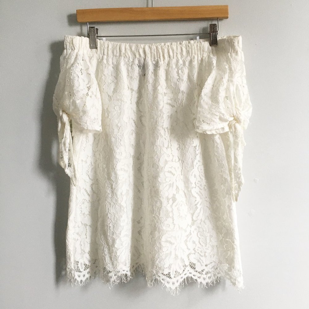 Lulu's Ethereal View Ivory Lace Off Shoulder Top - Picture 2 of 8